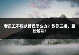 老员工不服从管理怎么办？教你三招，轻松解决！