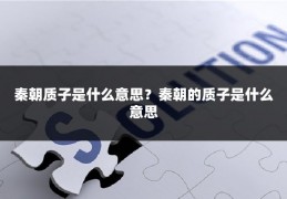 秦朝质子是什么意思？秦朝的质子是什么意思