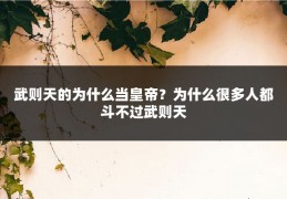 武则天的为什么当皇帝？为什么很多人都斗不过武则天