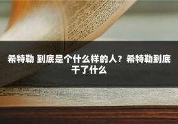 希特勒 到底是个什么样的人？希特勒到底干了什么