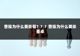 曹操为什么要杀荀？？？曹操为什么要杀董卓