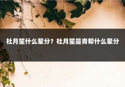 杜月笙什么辈分？杜月笙是青帮什么辈分