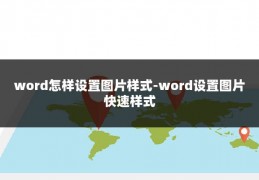 word怎样设置图片样式-word设置图片快速样式