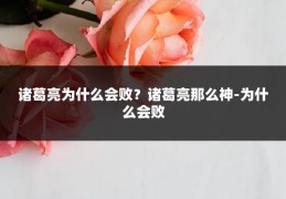 诸葛亮为什么会败？诸葛亮那么神-为什么会败