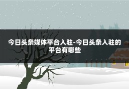 今日头条媒体平台入驻-今日头条入驻的平台有哪些