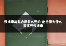 汉成帝与赵合德怎么死的-赵合德为什么要害死汉成帝