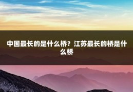 中国最长的是什么桥？江苏最长的桥是什么桥