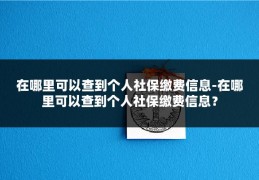 在哪里可以查到个人社保缴费信息-在哪里可以查到个人社保缴费信息？