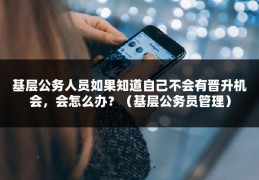 基层公务人员如果知道自己不会有晋升机会，会怎么办？（基层公务员管理）