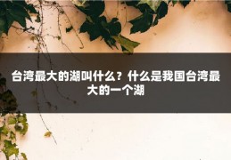 台湾最大的湖叫什么？什么是我国台湾最大的一个湖