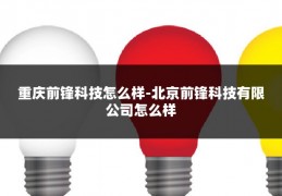 重庆前锋科技怎么样-北京前锋科技有限公司怎么样