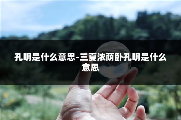 孔明是什么意思-三夏浓荫卧孔明是什么意思