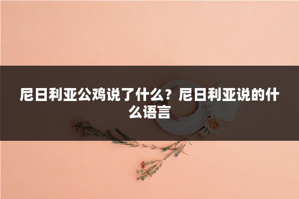 尼日利亚公鸡说了什么？尼日利亚说的什么语言