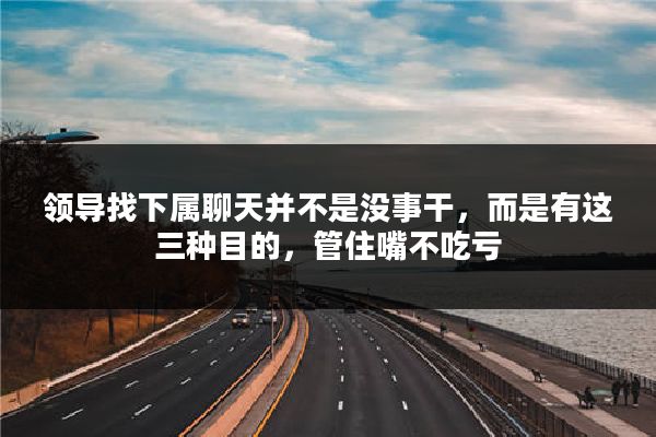 领导找下属聊天并不是没事干，而是有这三种目的，管住嘴不吃亏