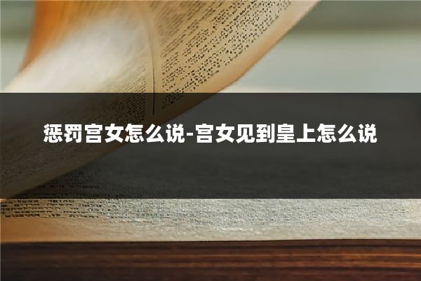 惩罚宫女怎么说-宫女见到皇上怎么说