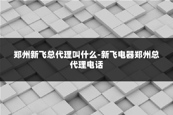 郑州新飞总代理叫什么-新飞电器郑州总代理电话