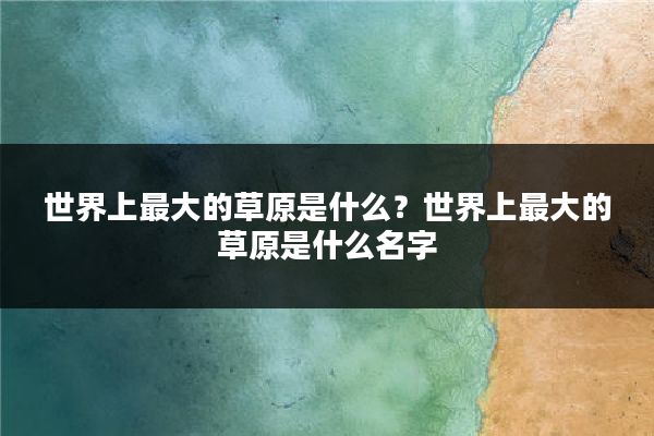 世界上最大的草原是什么？世界上最大的草原是什么名字