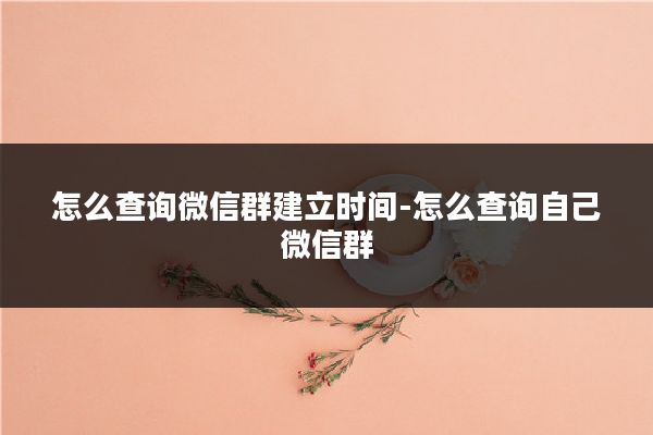 怎么查询微信群建立时间-怎么查询自己微信群