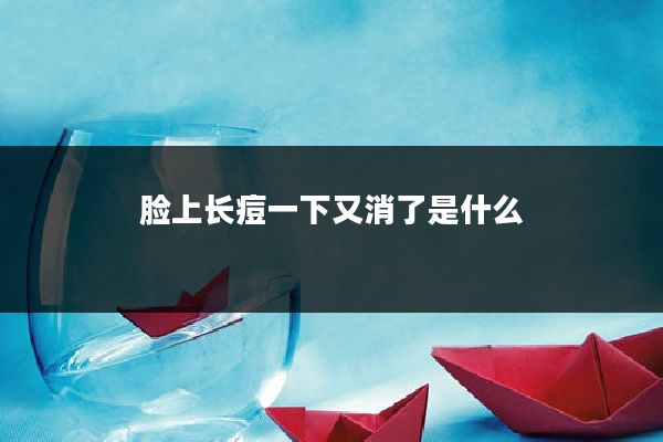 脸上长痘一下又消了是什么