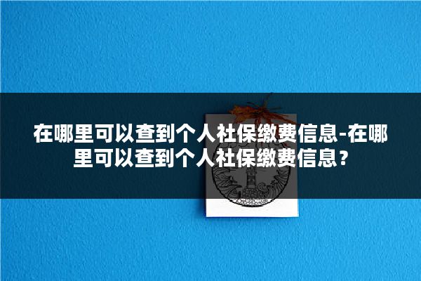 在哪里可以查到个人社保缴费信息-在哪里可以查到个人社保缴费信息？