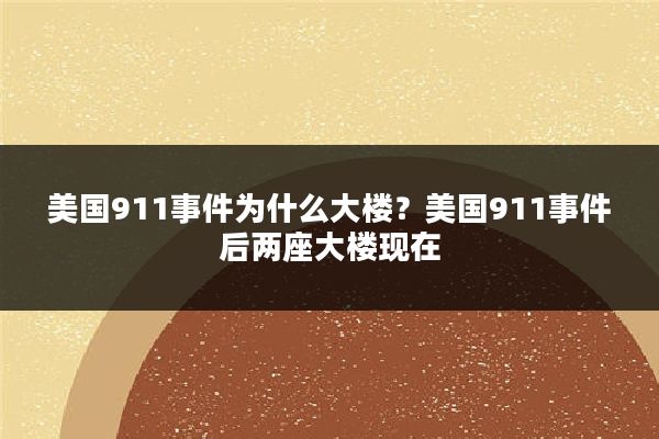 美国911事件为什么大楼？美国911事件后两座大楼现在