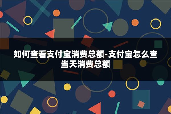 如何查看支付宝消费总额-支付宝怎么查当天消费总额