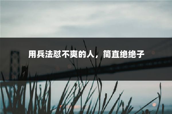 用兵法怼不爽的人，简直绝绝子