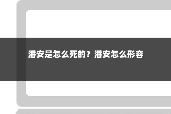 潘安是怎么死的？潘安怎么形容