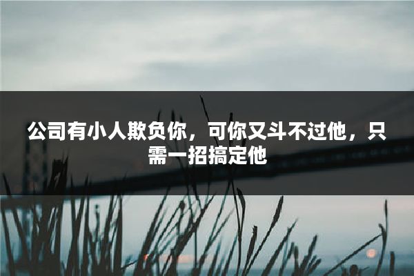 公司有小人欺负你，可你又斗不过他，只需一招搞定他