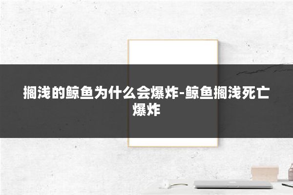 搁浅的鲸鱼为什么会爆炸-鲸鱼搁浅死亡爆炸