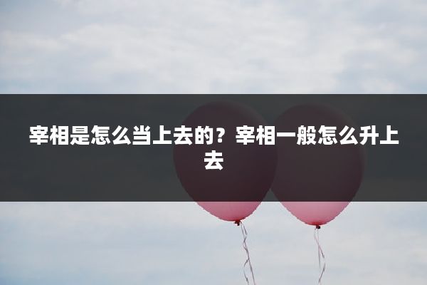 宰相是怎么当上去的？宰相一般怎么升上去