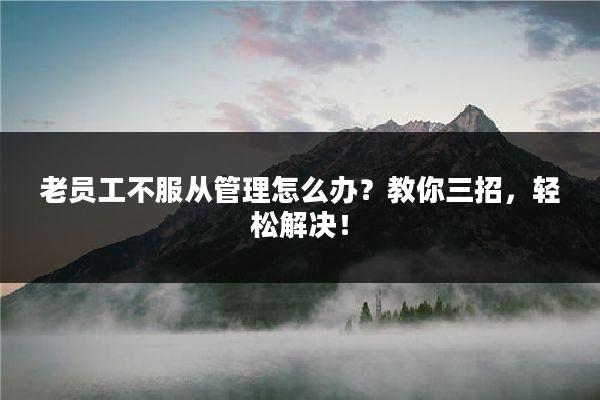 老员工不服从管理怎么办？教你三招，轻松解决！