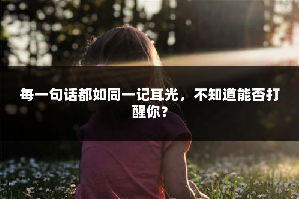 每一句话都如同一记耳光，不知道能否打醒你？